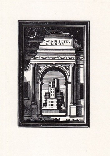 Exlibris incisione legno - ex,