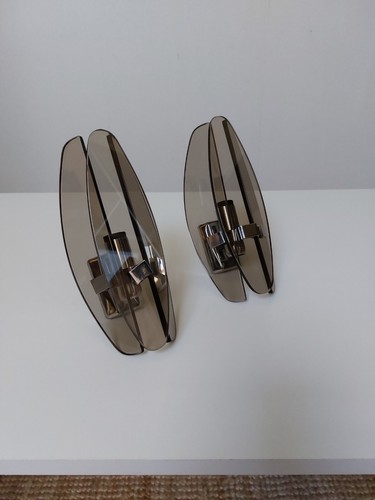 Appliques verre fumé 1970 - appliques,