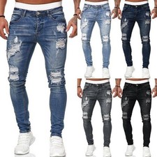 Jeans uomo denim strappato