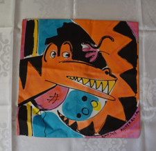 Copricuscino quadrato in cotone multicolore dipinto a mano Katsui Studio Australia nuovo con etichette