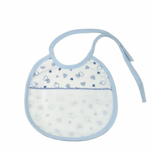 Bavaglino ricamo azzurro con - bavaglino,