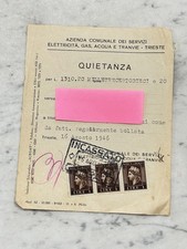 ACEGAT TRIESTE QUIETANZA 1946 BOLLI VECCHIO DOCUMENTO OLD DOCUMENT