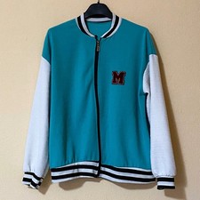 New Collection Felpa Zip Giacca Varsity Azzurro Verde Acqua Casual Sportivo