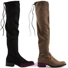 Scarpe donna stivali stivaletti elastici tacco basso eco camoscio nuovi YY6510