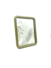 Specchio da tavolo vintage con cornice verde dorata e gancio a muro anni 40-50