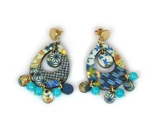  Orecchini Tan Mono Ovale Celeste Sfumato