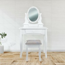 Specchiera Toilette tavolo da Trucco Cosmetici 3 Cassetti con Sgabello e Specchi