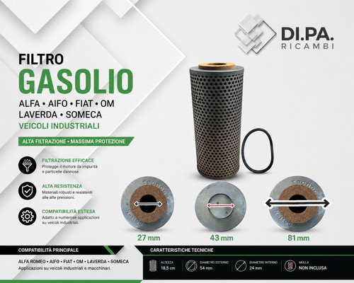Filtro gasolio alfa aifo - filtro, fiat
