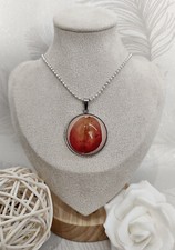 Collana donna ciondolo fatto a mano petali di rosa rossa rosa stabilizzata resin