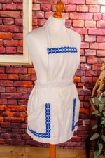 Vintage Grembiule Bianco Blu