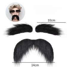 Set Di Sopracciglia Baffi Finti Autoadesivi Barba Finta Novità Baffi Forniture p