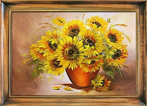 Dipinto olio girasoli - a, di