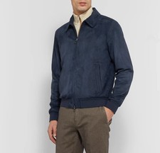 Giubbotto uomo blu pura pelle