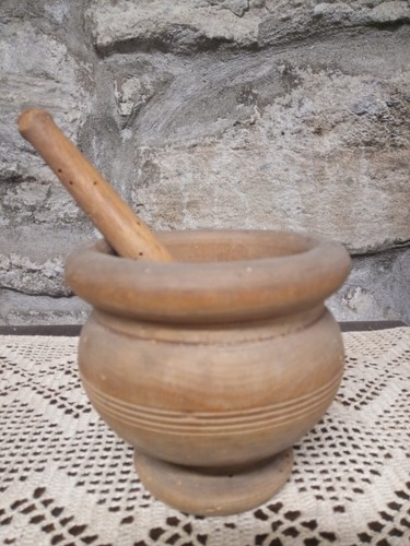Mortaio legno con pestello - mortaio, in