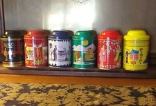 COLLEZIONE 6 SCATOLE DI LATTA GIAPPONESI VINTAGE ALTEZZA 6 CM OGNUNA