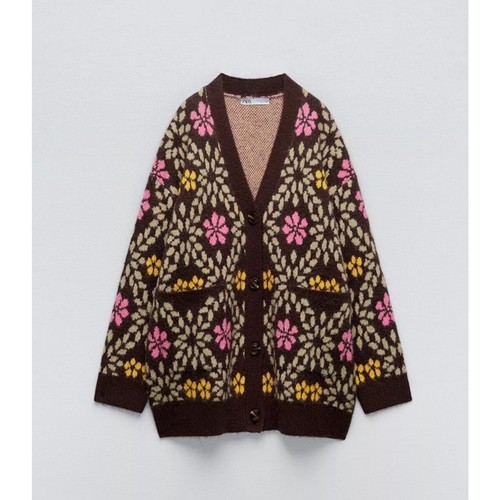 Zara jacquard floral cardigan - jacquard,