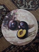 Peasant Village PV Italy Hand Painted Fruit Salad Plate Plum