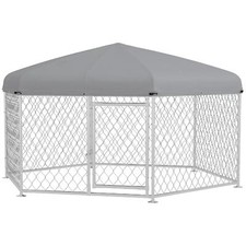 AllMyPets Recinto per Cani Taglia Grande 2.1x1.85x1.5 m Argento/Grigio 4SRW97F