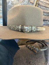 Cappello da cowboy fatto a mano vero serpente a sonagli fascia 3/4"