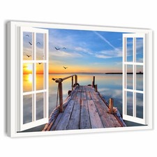 Mare e finestra 2 - Quadro su tela paesaggio marino soggiorno camera da letto