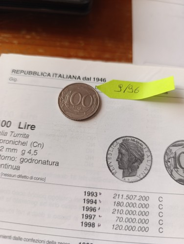 Moneta 100 lire del - moneta, da