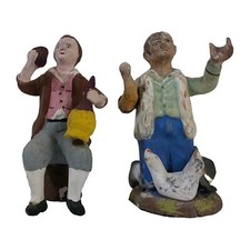 Coppia Pastori Antichi Anni 40' STATUINE PRESEPE NAPOLETANO TERRACOTTA 16 CM
