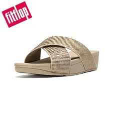 Fitflop ciabatte estive da donna in pelle sandali con diamanti incrociati scarpe con plateau