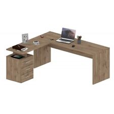 Scrivania Angolare Grande 180 Rovere da Ufficio con Cassettiera