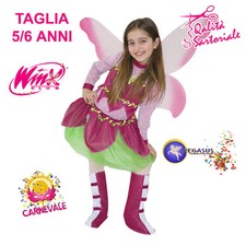 VESTITO COSTUME DI CARNEVALE FATINA WINX FLORA TAGLIA 5/6 ANNI PEGASUS 1714