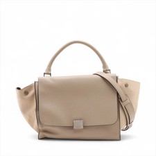 Borsa a mano Celine Trapezio in pelle x camoscio 2 vie beige