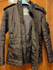 Giacca donna imbottita The Bridge marrone con inserti in pelle e cerniera. Tg.46