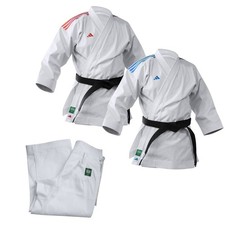 Adidas WKF 14oz Karate Uniforme Giapponese Kata Tournament Gi Rosso Blu Set Tuta