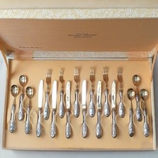 Posate per dolci Solingen in stile Liberty anni '60 (manici lamina argento 800)