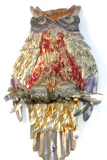 GUFO SCACCIA PICCIONI-IN LAMIERA DIPINTA-DISSUASORE-SPAVENTA VOLATILI-VINTAGE