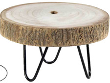 TAVOLO TAVOLINO TONDO TRONCO CAFFè DIVANO SALOTTO LEGNO PAULONIA METALLO 20*h10