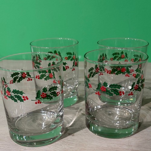 Festive holly glass tumblers - festive,