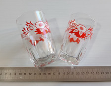 LOTTO COPPIA BICCHIERI NUTELLA VINTAGE FIORI ARANCIONI 2 MISURE DIVERSE - RARI