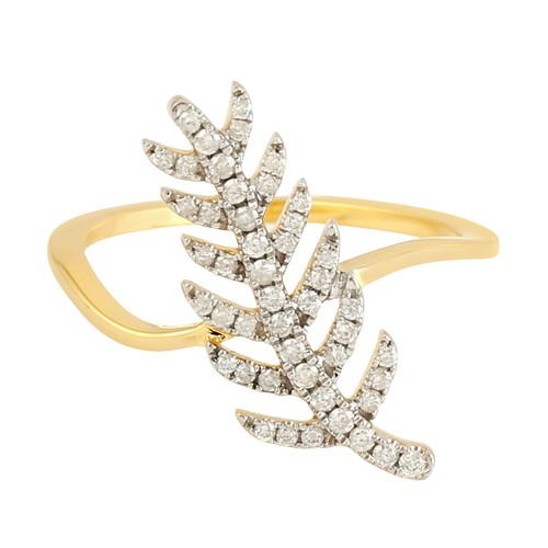 Anello foglia diamante - foglia,