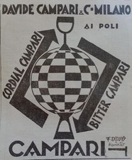 Rara pubblicità Bitter Campari illustrata da Depero, da rivista del 1928