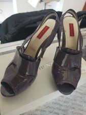 Scarpe donna décolté tacco alto plateau viola Renzi vera pelle 37
