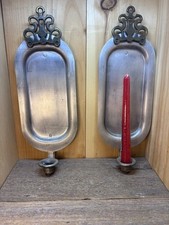 Coppia di applique da parete a candela stile peltro -bellissime