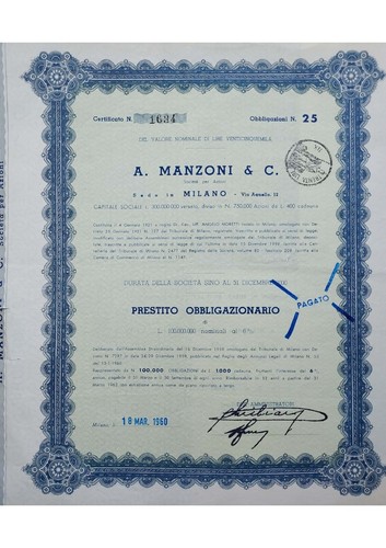 Milano 1960 bond - 1960, d'epoca