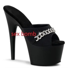 SEXY Sabot Sandali neri catena