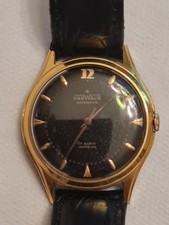 FARWALS Orologio Automatico Vintage 17 Rubis Incabloc Gold Plated Quadrante Nero