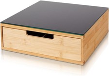 Porta Cialde Capsule Caffè in Bambù Cassetto Contenitore con Copertura in Vetro