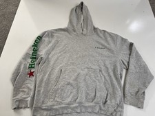 Felpa con cappuccio vintage Heineken uomo XLarge manica ricamata Spellout birra festa