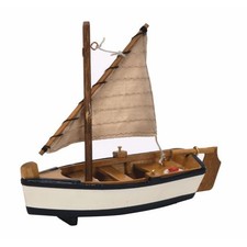 Miniature Skiff Model Sailing Boat 4cm Wide x 10cm Long x 9.5cm High | Hand Made
