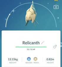Pokémon - Shiny Relicanth - P T C - 80k Stardust - Vedi descrizione