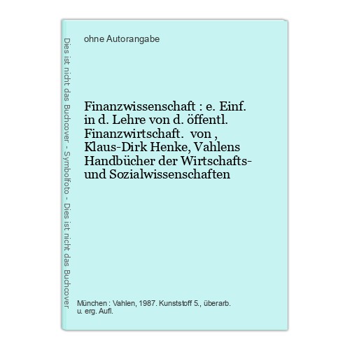 Finanzwissenschaft einf - :, e.