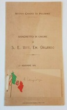 BANCHETTO A PALERMO IN ONORE S.E. V. E. ORLANDO PRESSO NUOVO CASINO 27.11.1919